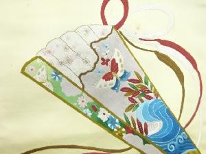 アンティーク　扇に蝶模様刺繍名古屋帯